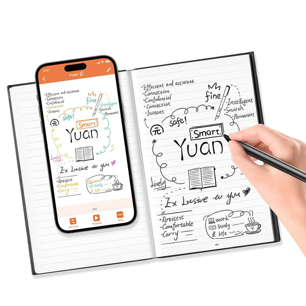Bhagwati Yuan Digital Sync Pen with notebook in a smart writing set, featuring a sleek digital pen and lined notebook for digital note-taking