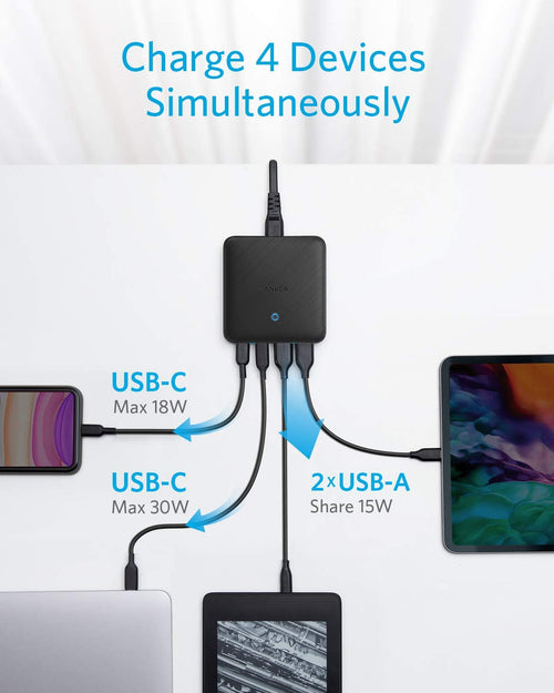 Anker 65W 4-Port PIQ 3.0 GaN Atom III Slim Wall Charger