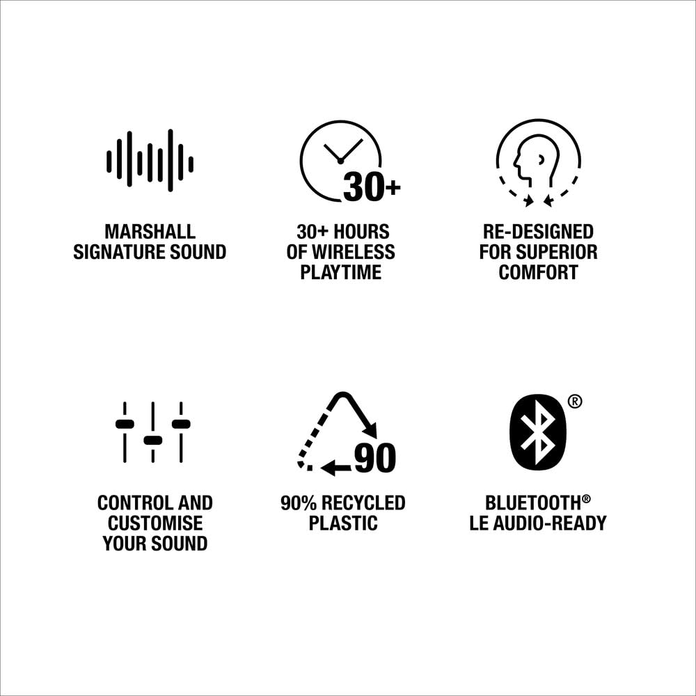MARSHALL MINOR IV WIRELESS IN EAR EARBUDS WITH 30+ HOURS OF PLAYTIME
