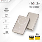 NEOPACK RAPID MAGSAFE POWER BANK 10000 MAH QI2 FAST CHARGING PORTABLE CHARGER SUPPORT WIRELESS CHARGEING (Titanium)