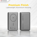 NEOPACK RAPID MAGSAFE POWER BANK 10000 MAH QI2 FAST CHARGING PORTABLE CHARGER SUPPORT WIRELESS CHARGEING (Grey)