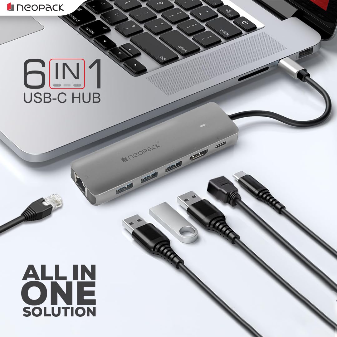 NEOPACK 6 IN 1 USB C HUB MULTIPORT ADAPTER