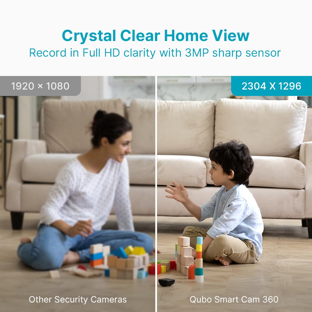 QUBO SMART 360 3MP 1296P WIFI CCTV SECURITY CAMERA FROM HERO GROUP