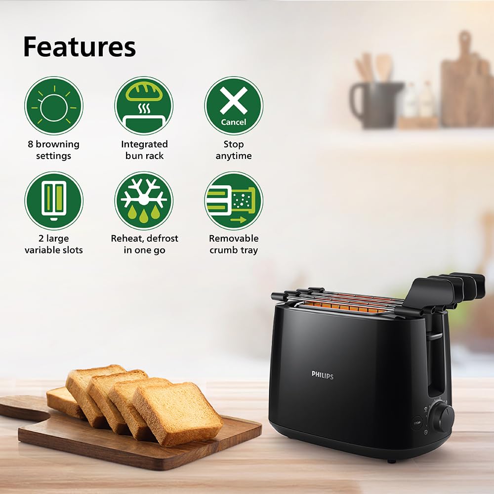 PHILIPS TOASTER AND SANDWICHMAKER HD2583/90 (BLACK)