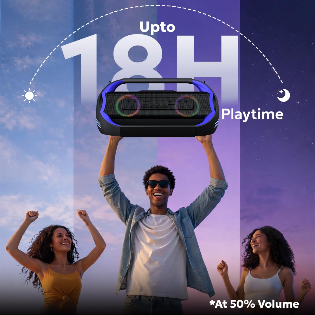 TEMPT Boombuddy 120W | Upto 18Hrs Playtime | 4 Drivers | 3 EQ | 2 Bass Radiator