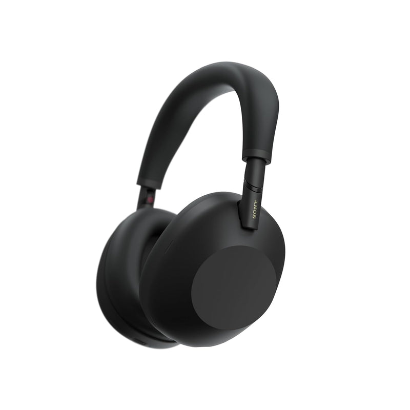 Sony WH-1000XM6 wireless noise-canceling headphones with over-ear design and matte black finish, featuring built-in microphone.