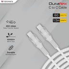 Neopack Duraflex 60W Type C to C Unbreakable Nylon Braided Charing Cable
