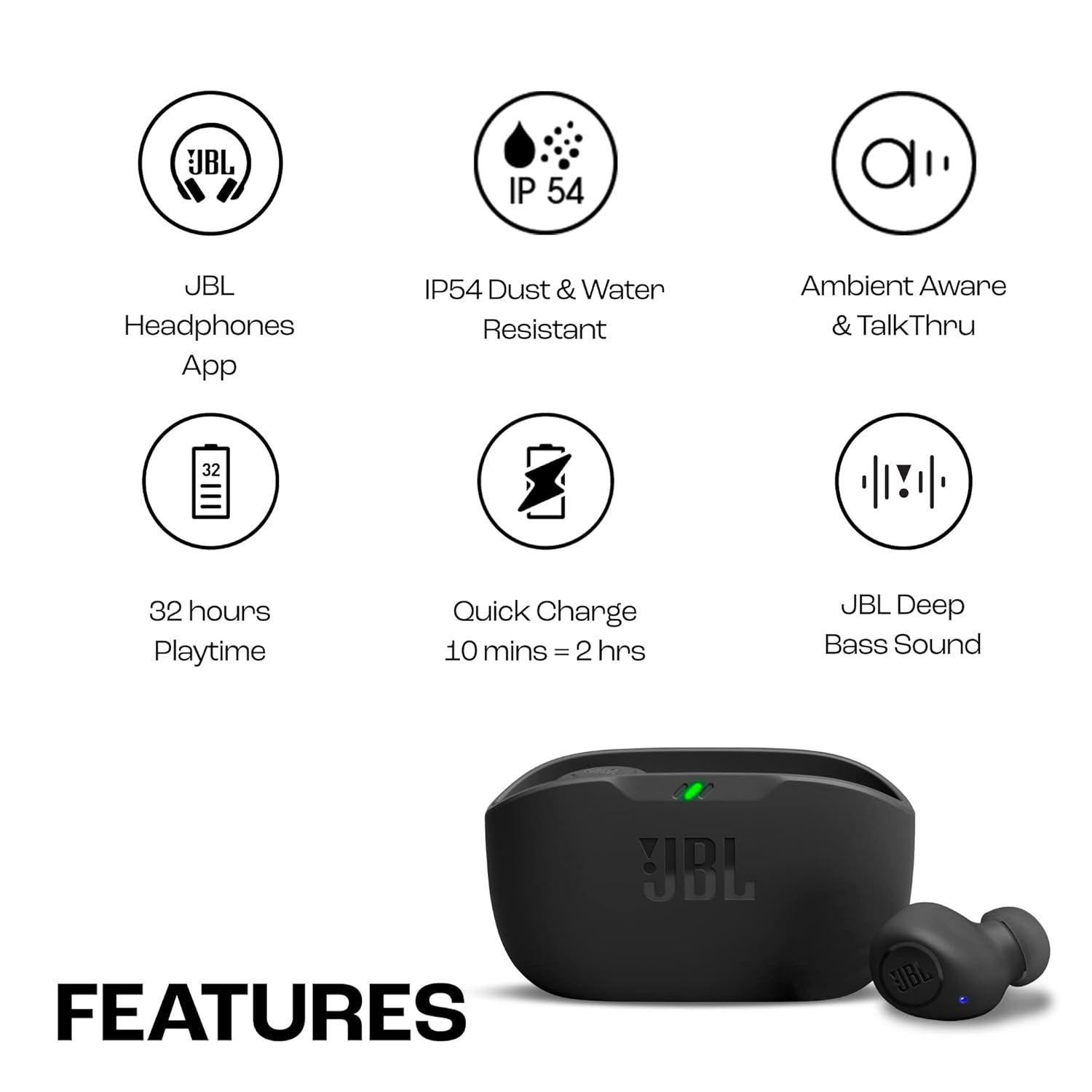 JBL WAVE BEAM IN-EAR WIRELESS EARBUDS (TWS) WITH MIC