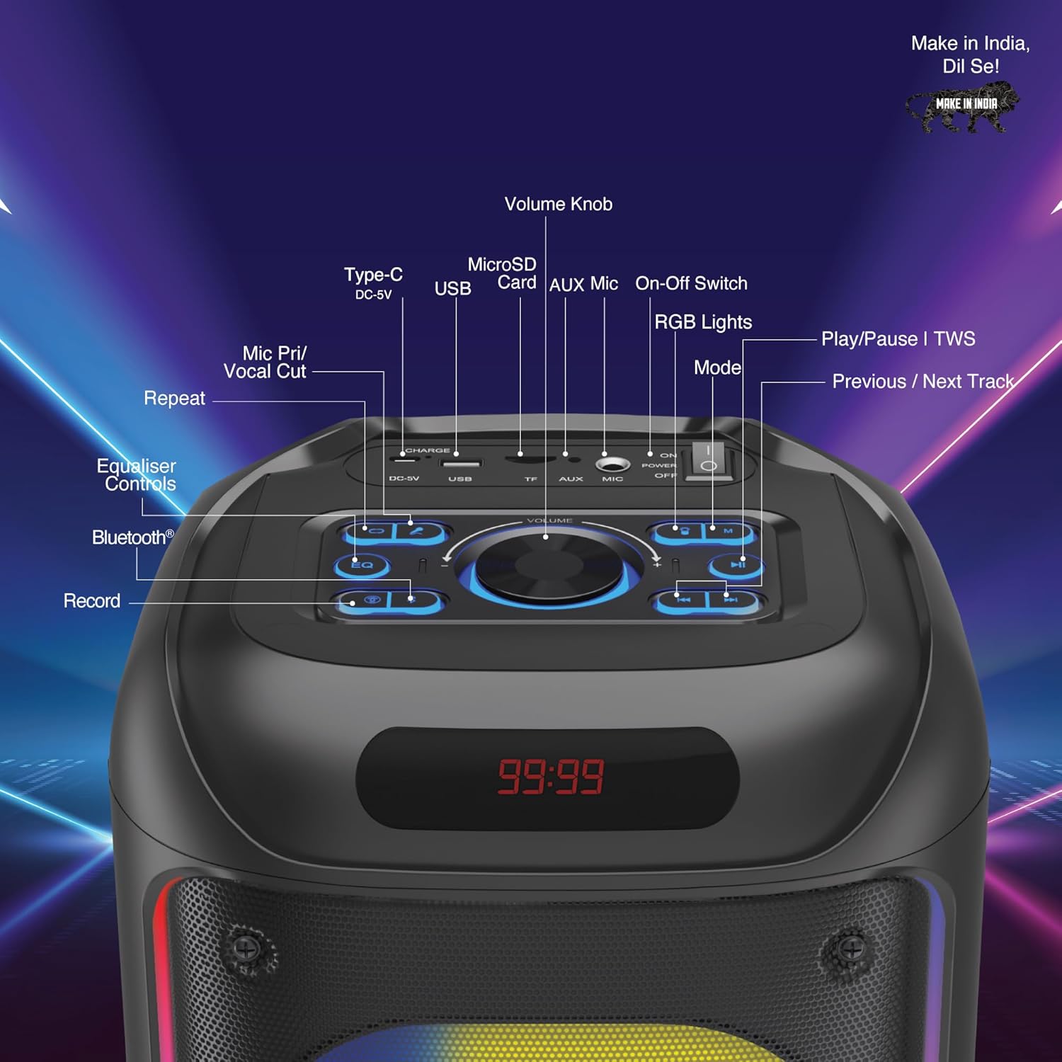 FINGERS 2MIC-THUNDERBOX PORTABLE SPEAKER