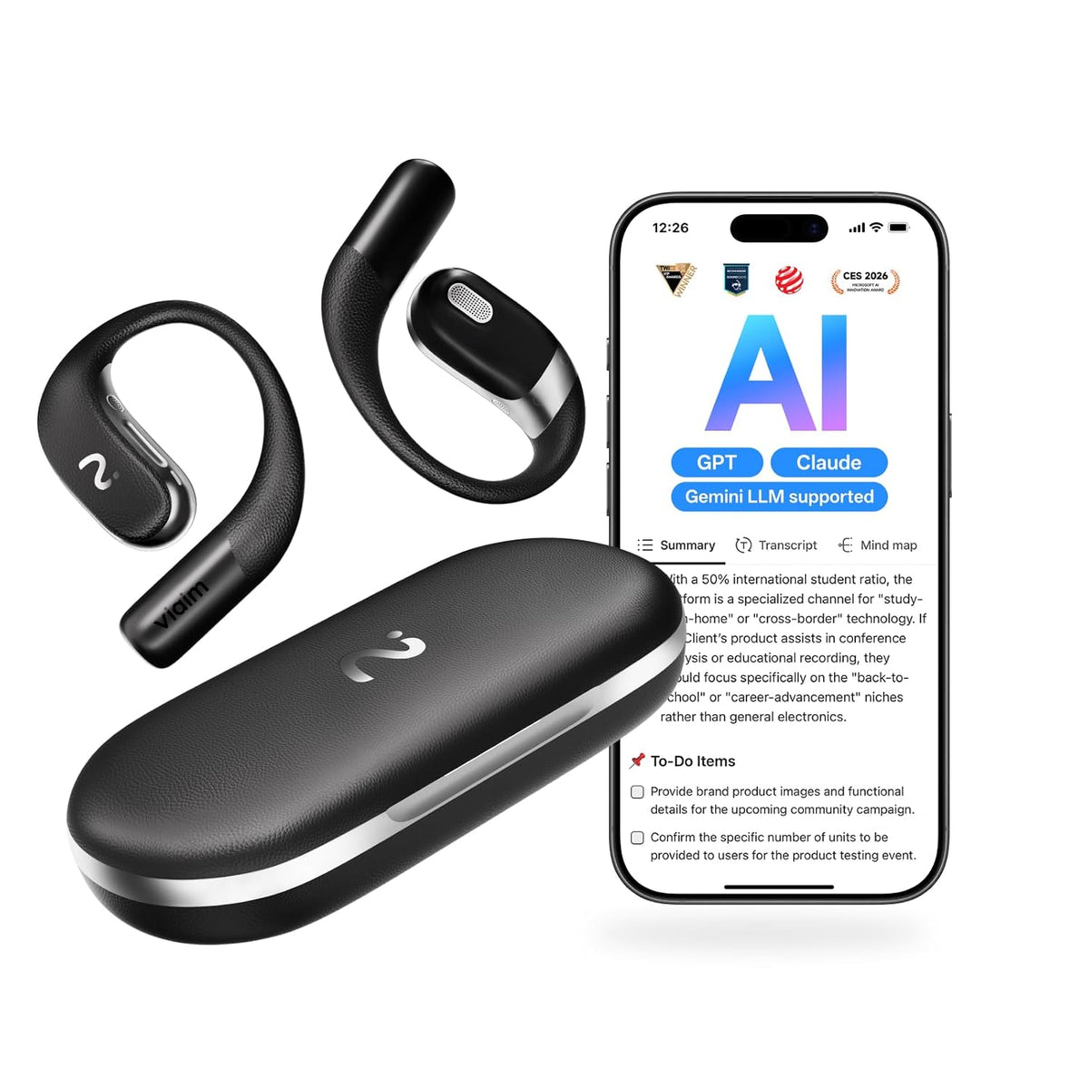 Viaim OpenNote Open-Ear AI Note Taker Earbuds