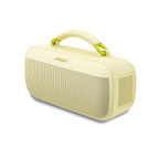 Bhagwati Bose SoundLink Max portable speaker in black with control buttons and fabric grille, compact and wireless design.