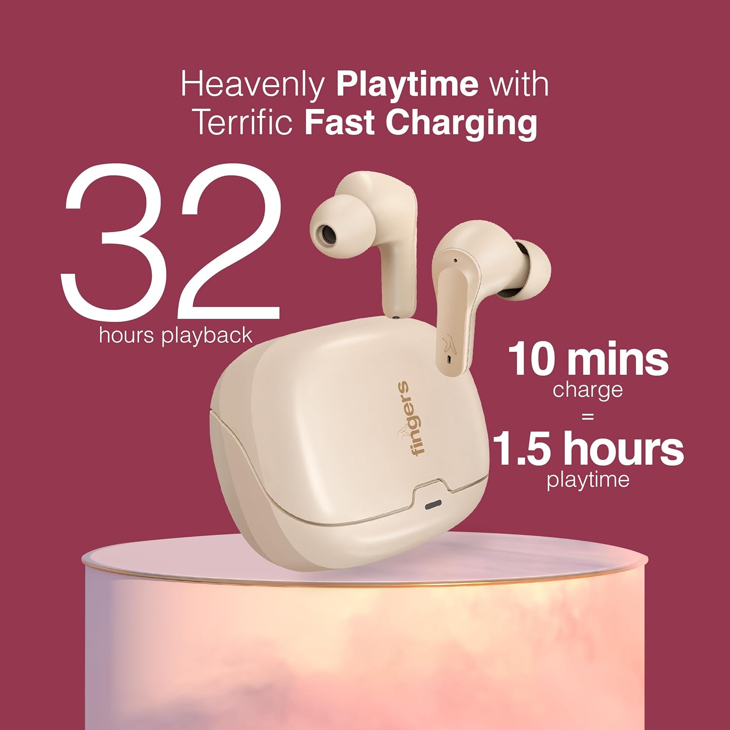 FINGERS ANC-PARADISE TWS EARBUDS (Rediant Beige)