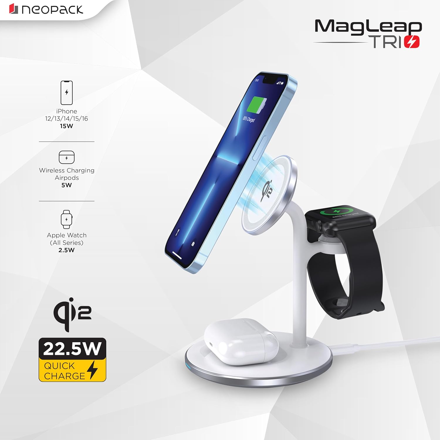 NEOPACK MAGLEAP TRIO 22.5W WIRELESS CHARGING STAND