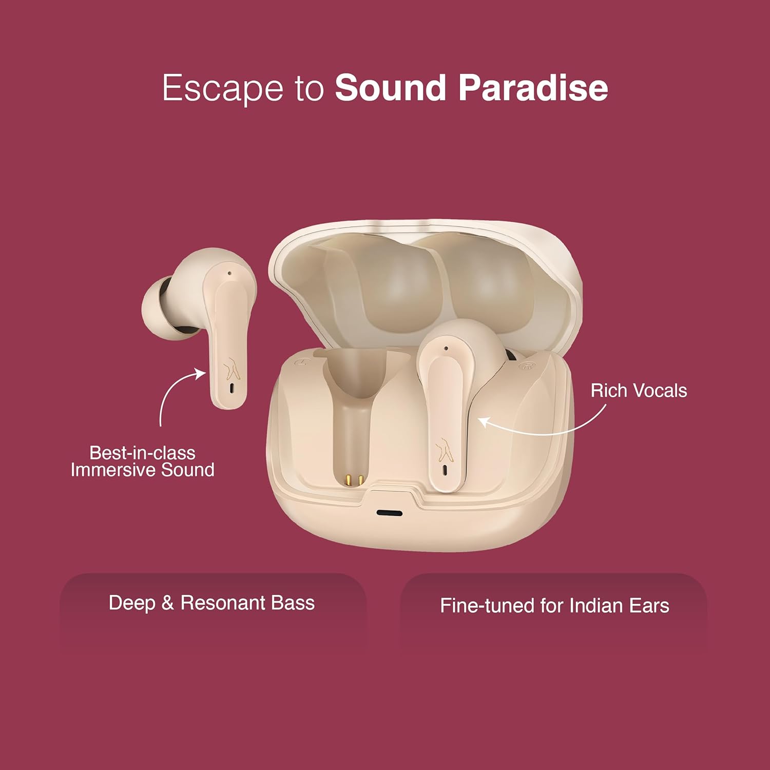 FINGERS ANC-PARADISE TWS EARBUDS (Rediant Beige)