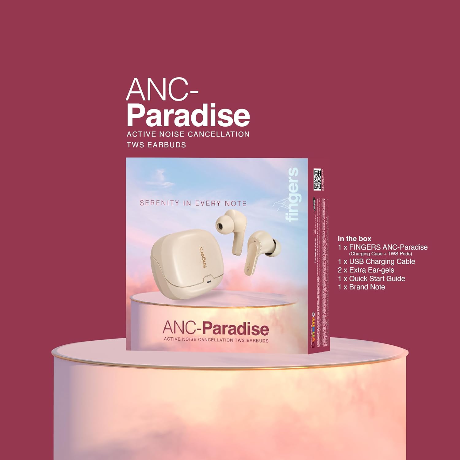 FINGERS ANC-PARADISE TWS EARBUDS (Rediant Beige)