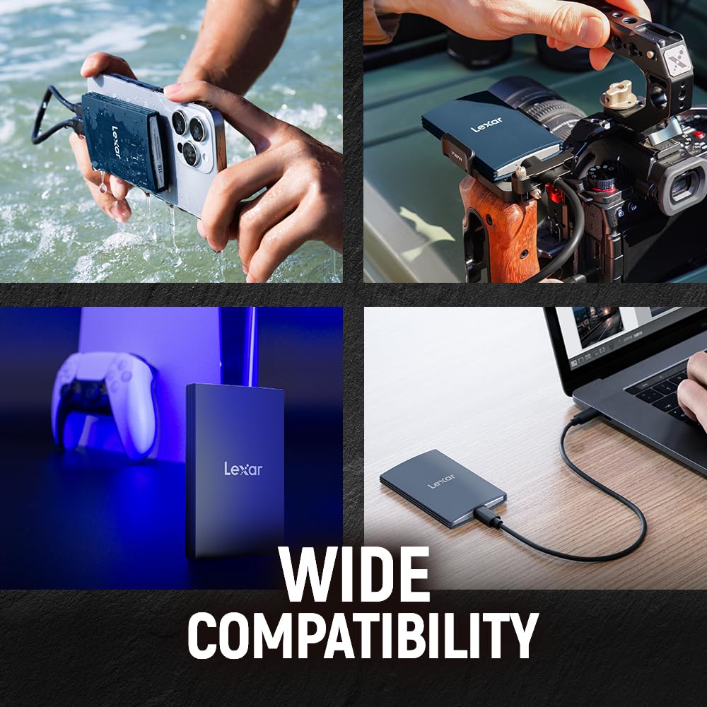 LEXAR 2TB SL500 PORTABLE SSD, UP TO 2000MB/S, USB 3.2 GEN 2X2, RUGGED, IP66 WATER & DUST RESISTANCE