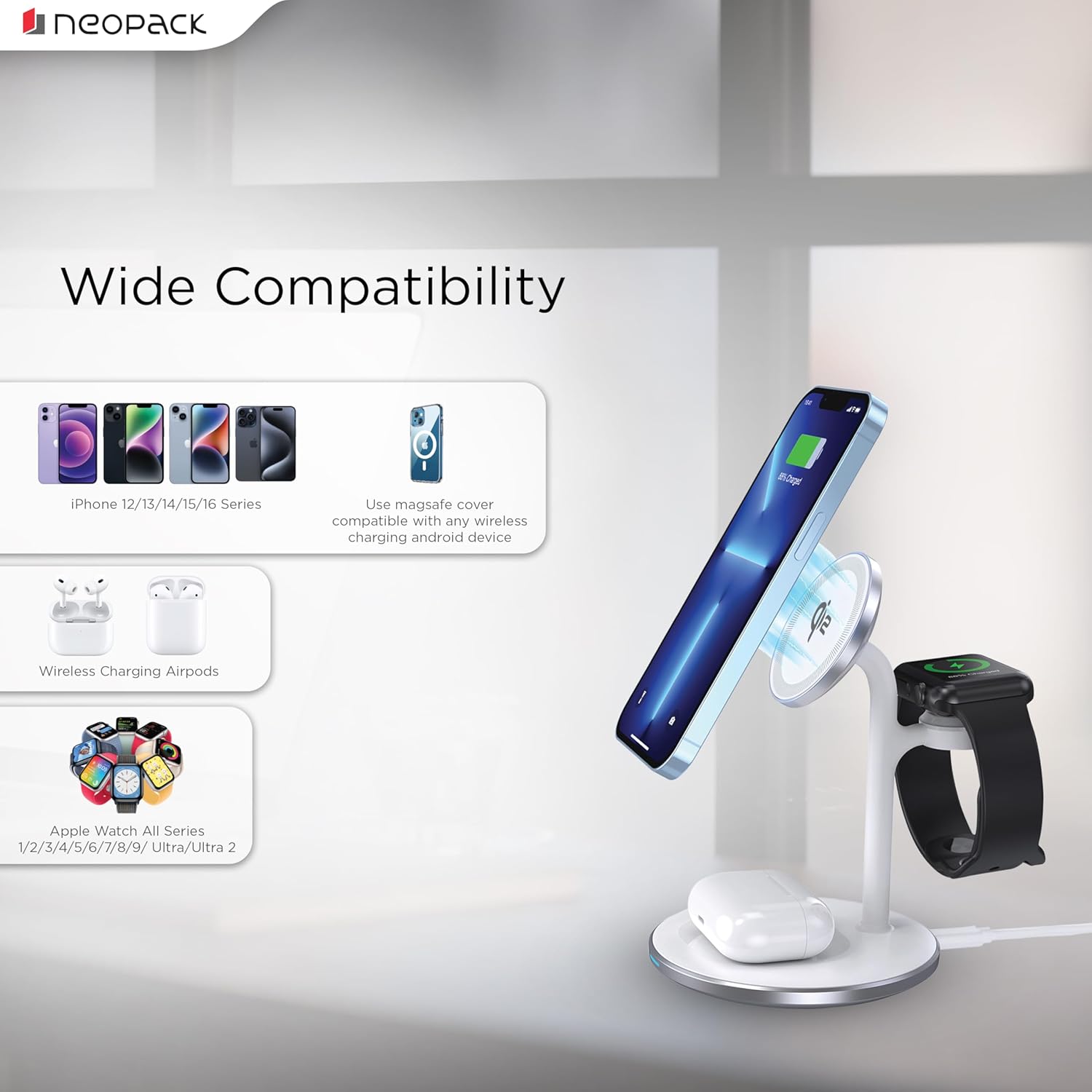 NEOPACK MAGLEAP TRIO 22.5W WIRELESS CHARGING STAND