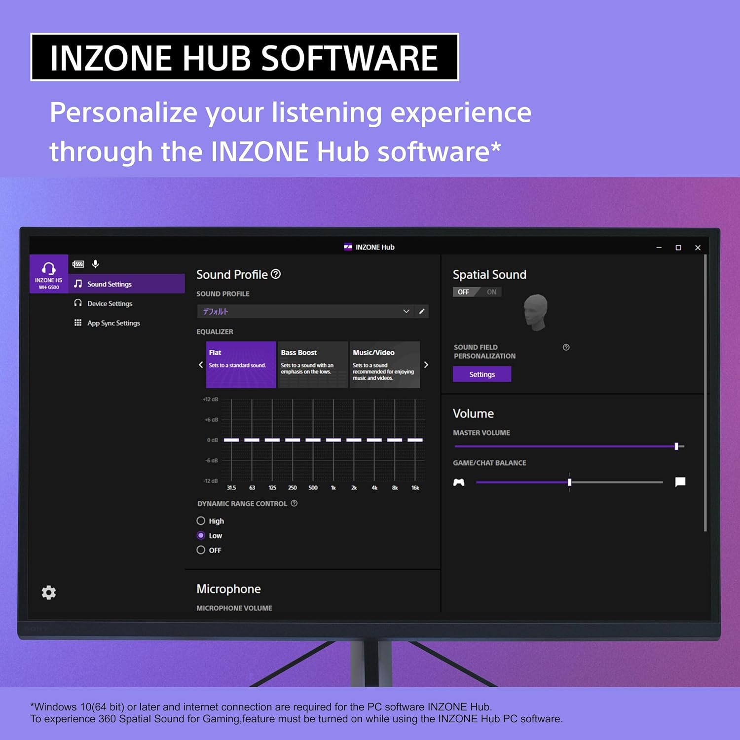 SONY INZONE H5 WIRELESS GAMING HEADSET,360 SPATIAL SOUND,WORKS,WH-G500
