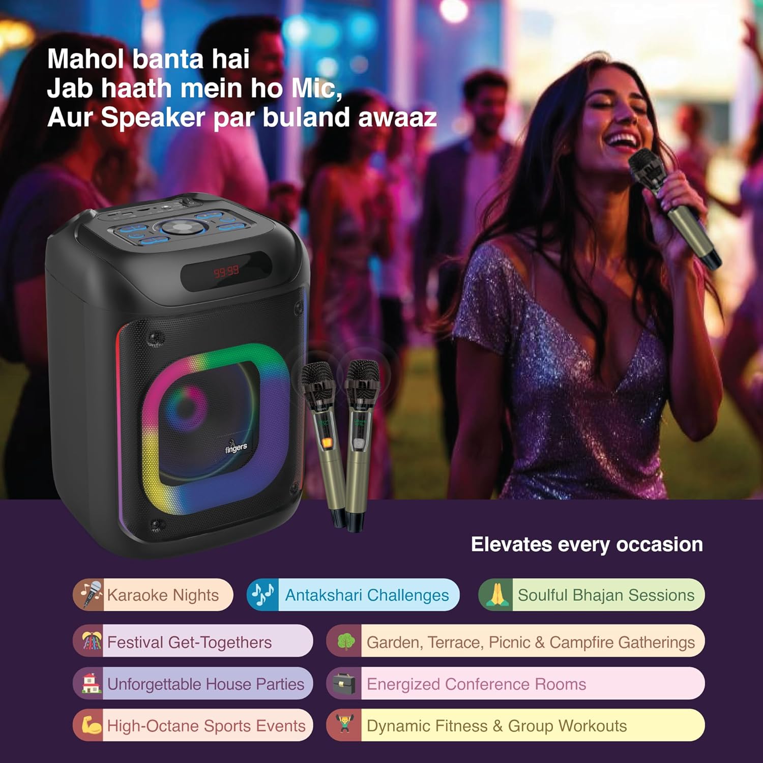 FINGERS 2MIC-THUNDERBOX PORTABLE SPEAKER