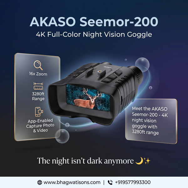 AKASO Seemor-200 AI Full-Color Night Vision Binoculars (4K Video, 16x Digital Zoom)