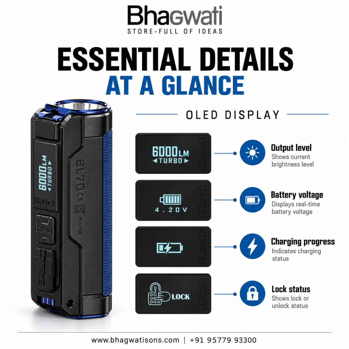 IMALENT BL70 Tactical EDC Flashlight - Bhagwati