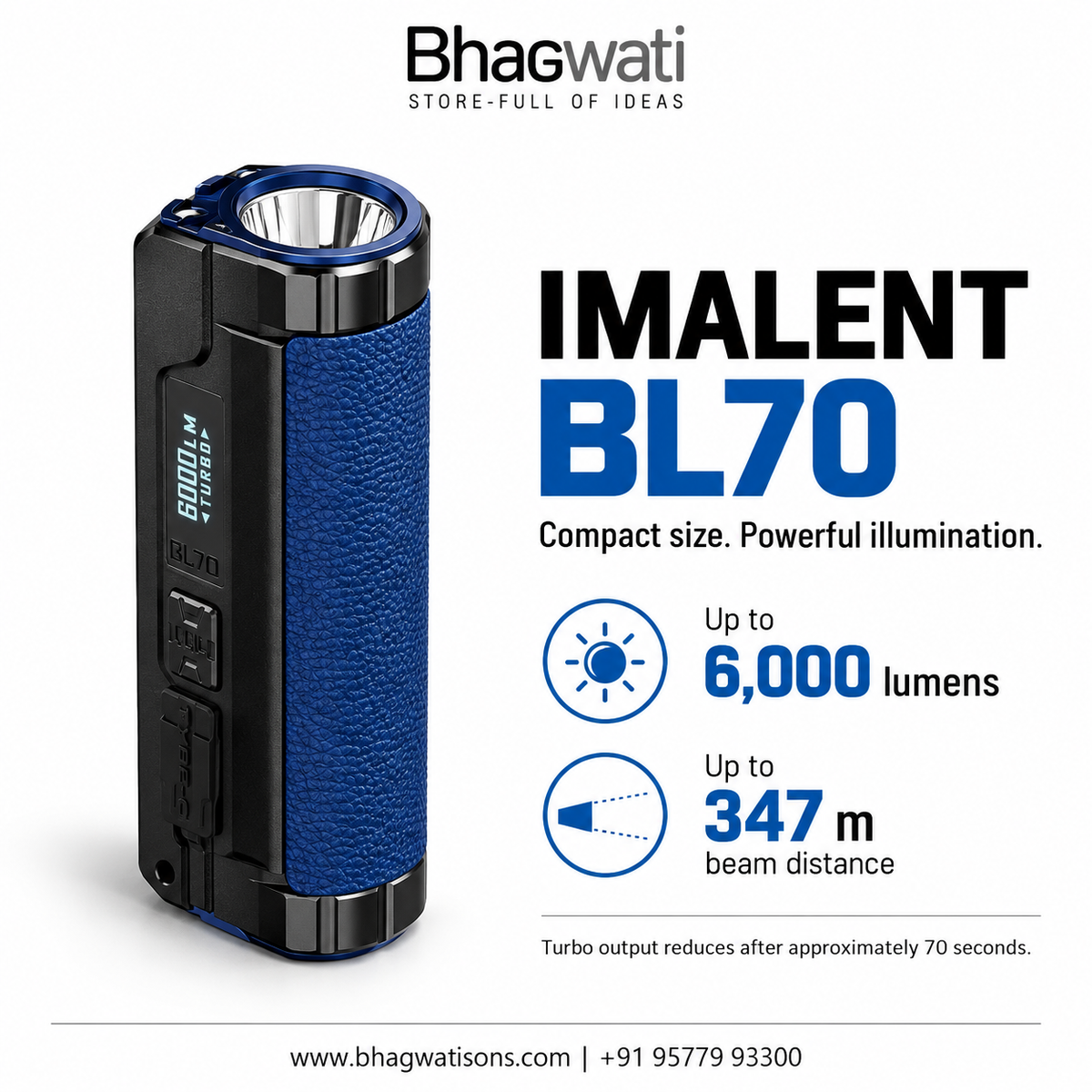 IMALENT BL70 Tactical EDC Flashlight - Bhagwati