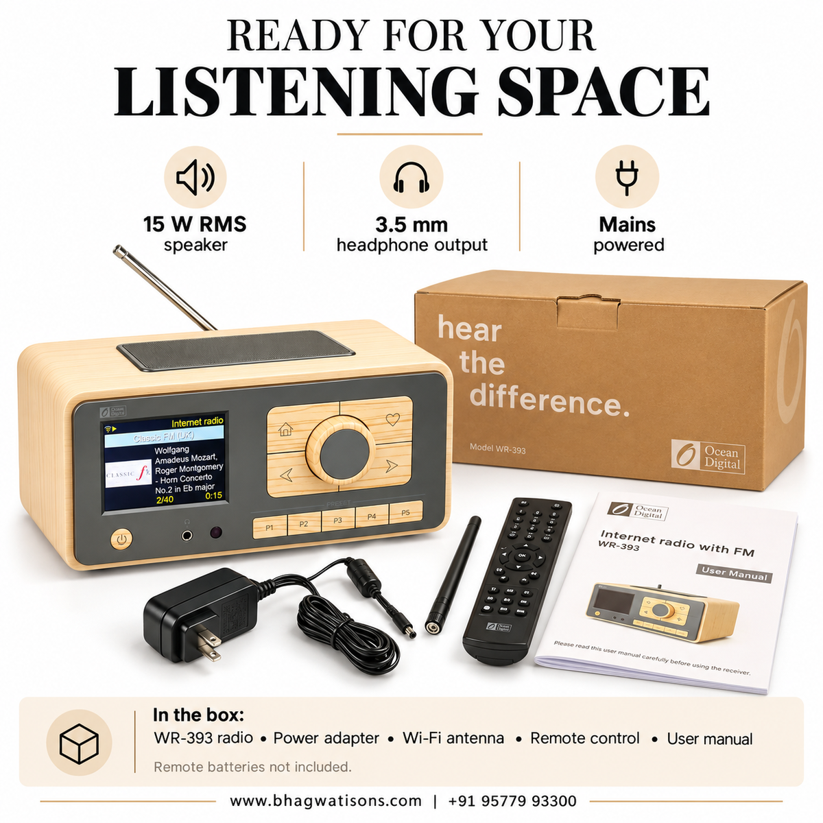 Ocean Digital Internet Radio with FM, Podcasts and Bluetooth