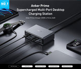 Bhagwati Anker Prime GaN 200W 6-port desktop power station with multiple charging ports and a sleek black design.