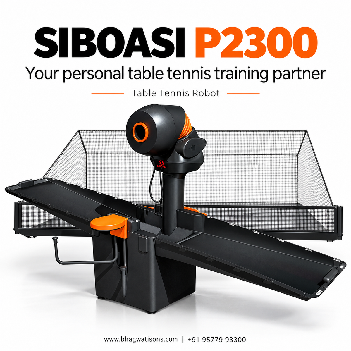 SIBOASI SS-P2300 Smart Table Tennis Robot Training Machine - Bhagwati