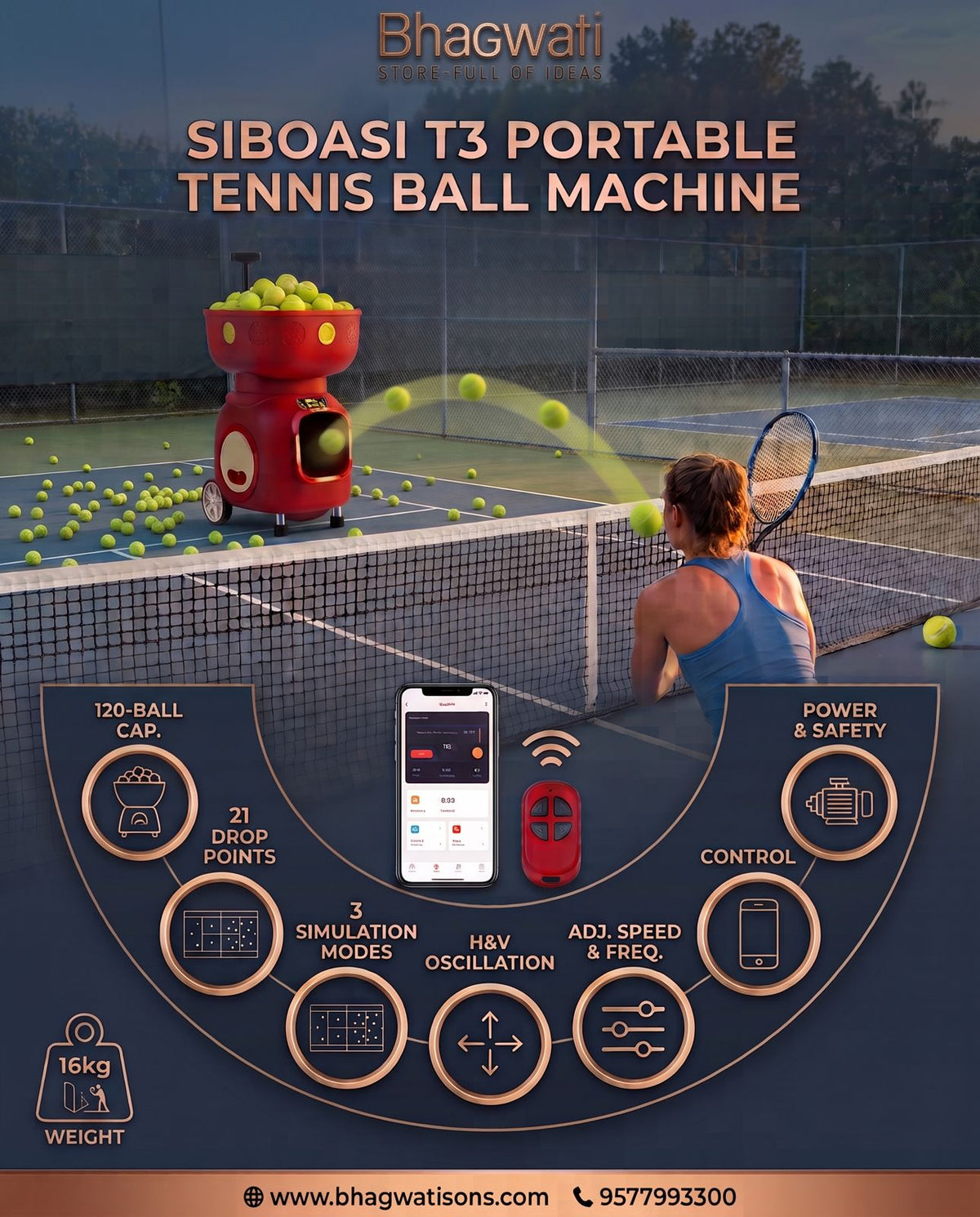 Siboasi T3 Portable Tennis Ball Machine