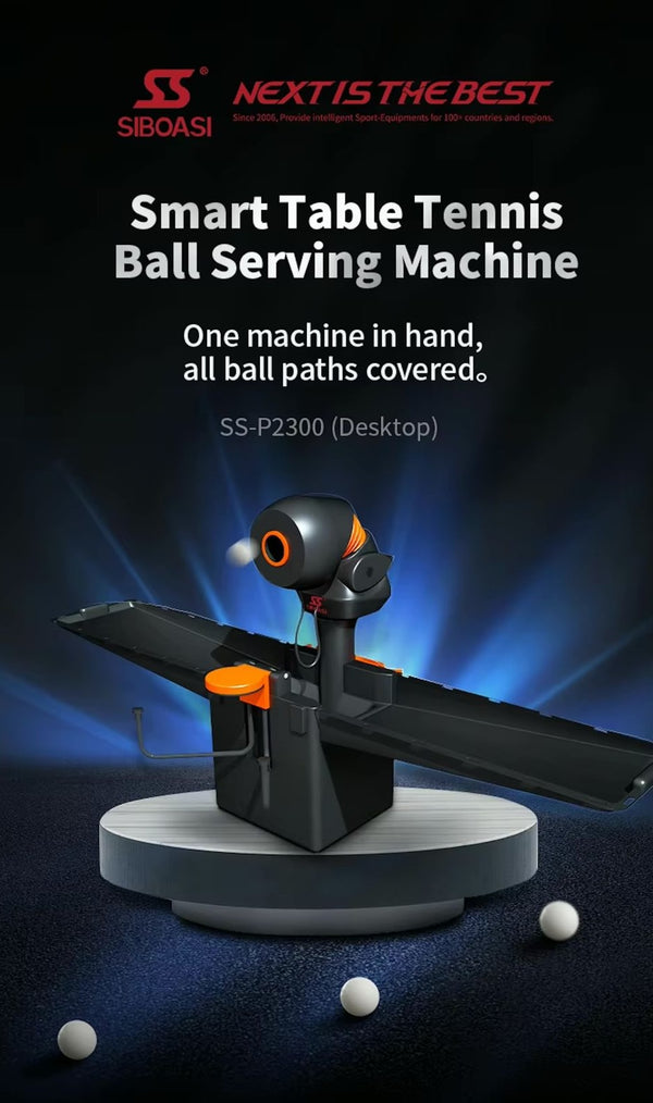 Bhagwati SIBOASI SS-P2300 Smart Table Tennis Robot training machine with adjustable settings and spinning table tennis balls