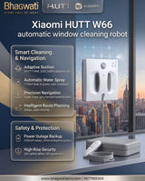 Xiaomi HUTT W66 automatic window cleaning robot on a glass window, designed for efficient and hands-free cleaning.