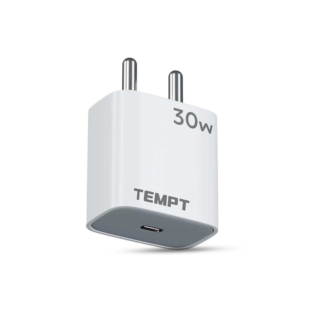 Tempt Bolt 30W PD+PPS Fast Charger | Ultra-Compact Type-C Adapter | 2X Speed Charging